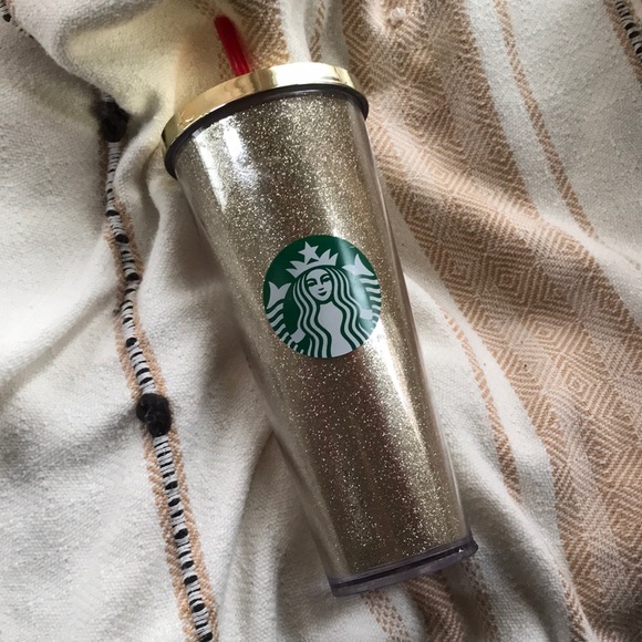 Starbucks 2014 24oz Cold Cup in Glitter Gold - Picture 1 of 6